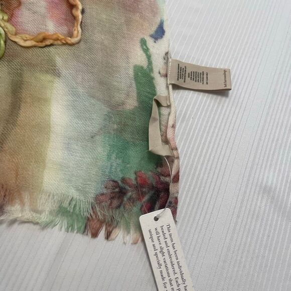 NWT Soft Surroundings Embroidered Floral Scarf NEW - Picture 2 of 6